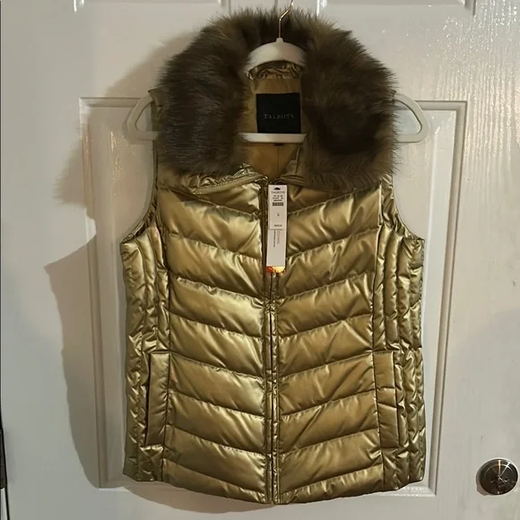Talbots Jackets Coats Nwt Talbots Metallic Gold Vest With